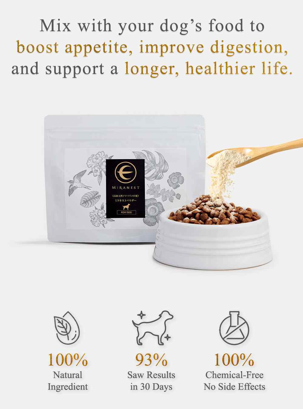 MIRANEST Powder for Dog - 3.5 oz (100g) + Supplement Powder - 0.9 oz (25g)
