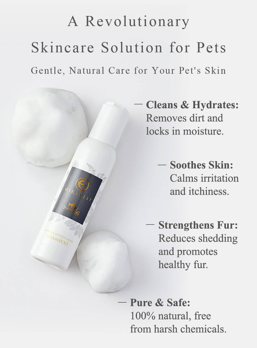 MIRANEST Shampoo for Dog & Cat - 4 fl oz (120ml) + Supplement Powder - 0.9 oz (25g)