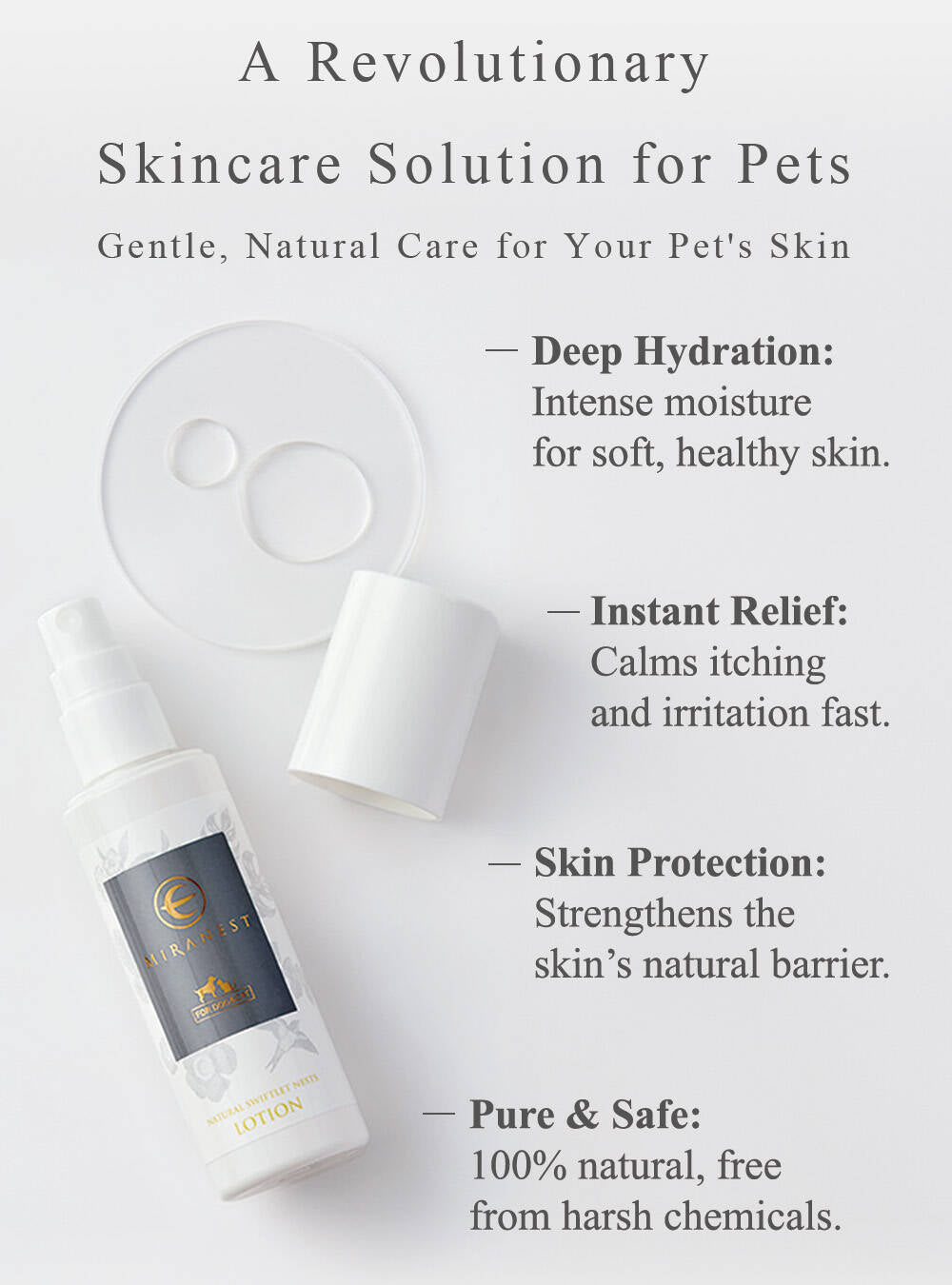 MIRANEST Lotion for Dog & Cat - 3.4 fl oz (100ml) + Supplement Powder - 0.9 oz (25g)