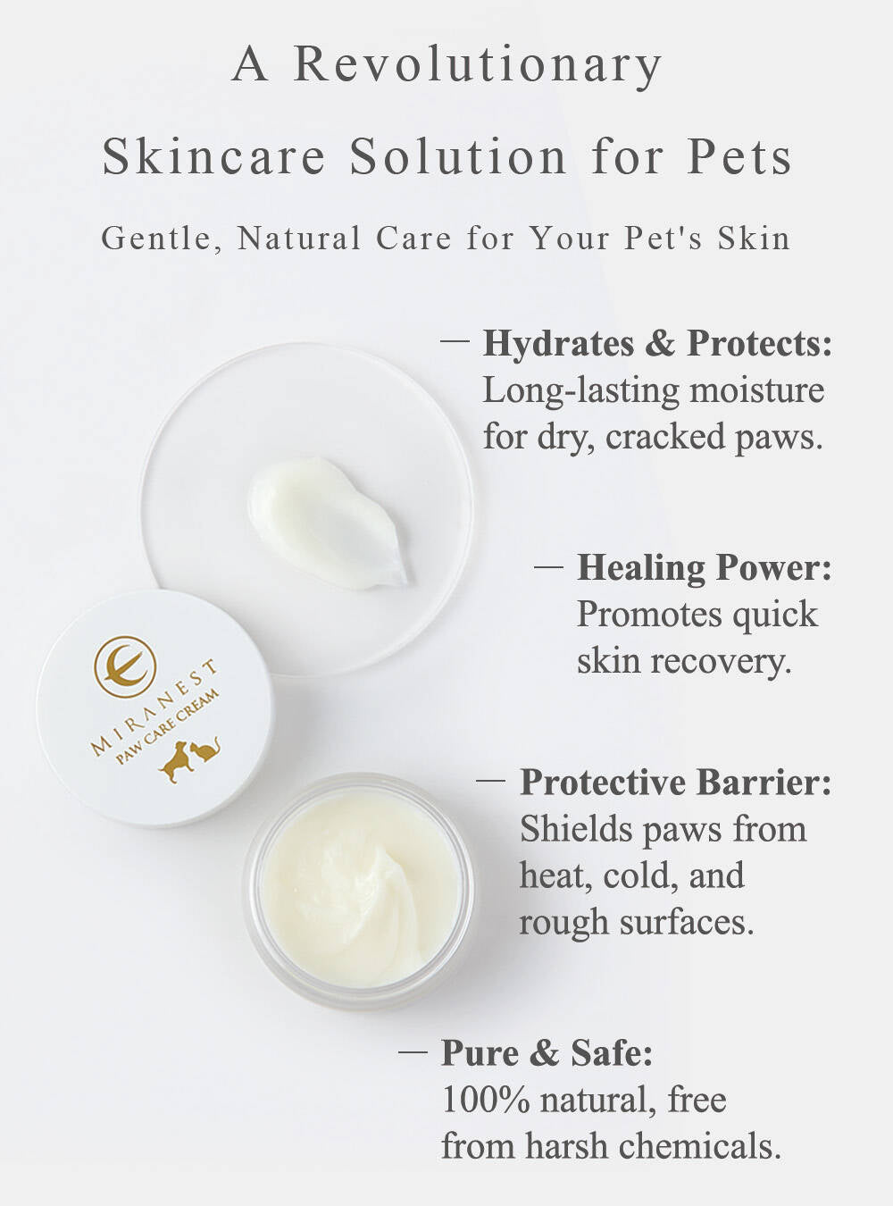 MIRANEST Paw Care Cream for Dog & Cat - 0.7 oz (20g) + Supplement Powder - 0.9 oz (25g)